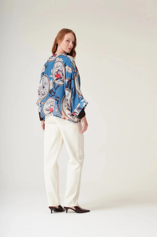 Kimono | Magnolia Plates | Blue Casual Kimonos One Hundred Stars 