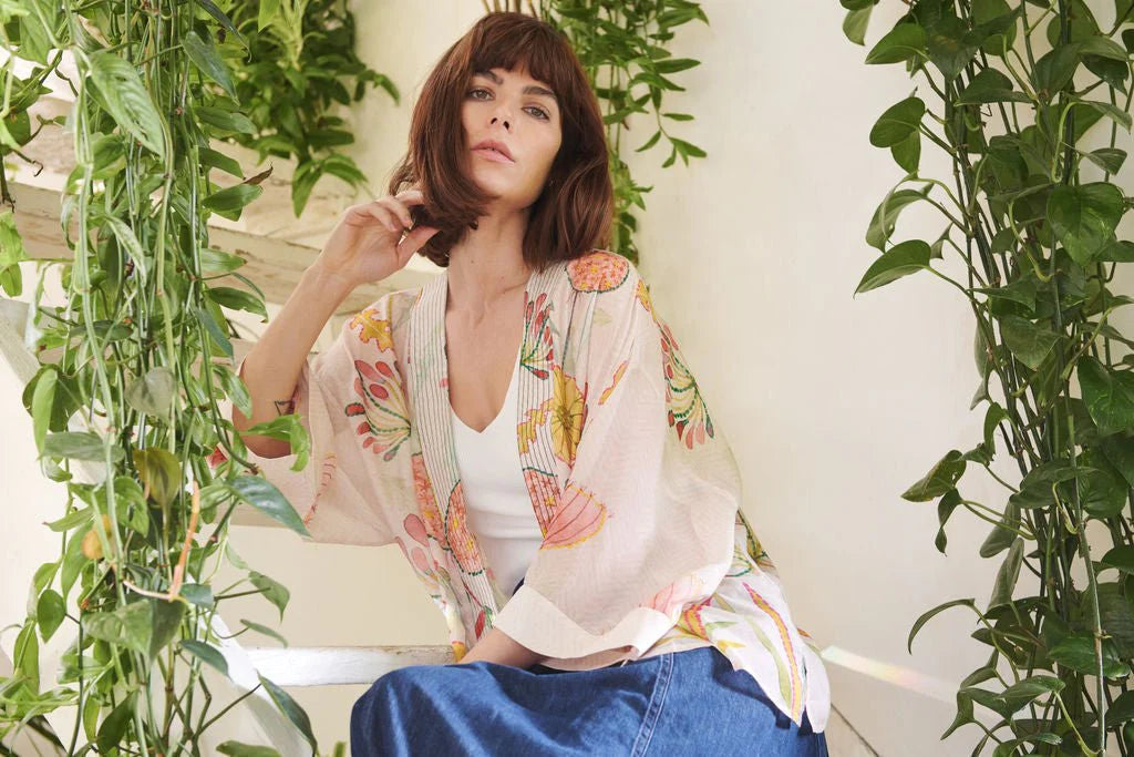 Kimono | Pop Flowers | Pink Casual Kimonos One Hundred Stars 