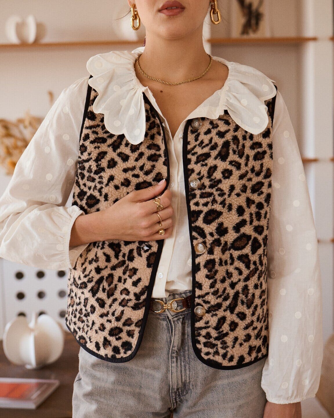 Lea Vest | Leopard Gilet Parisienne Collection 