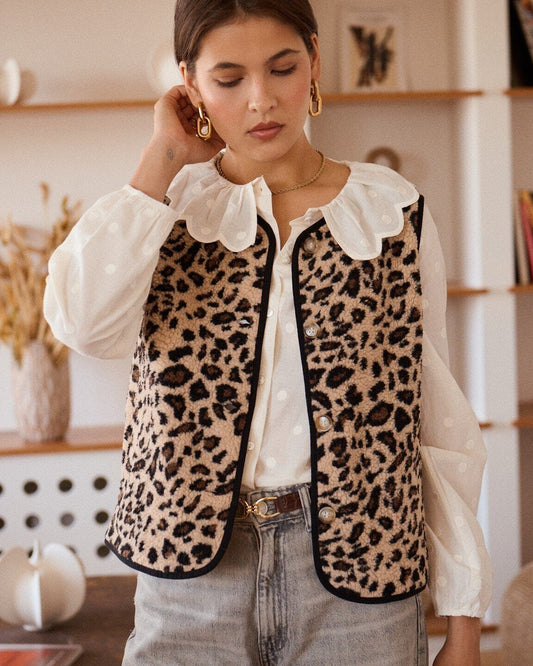 Lea Vest | Leopard Gilet Parisienne Collection 