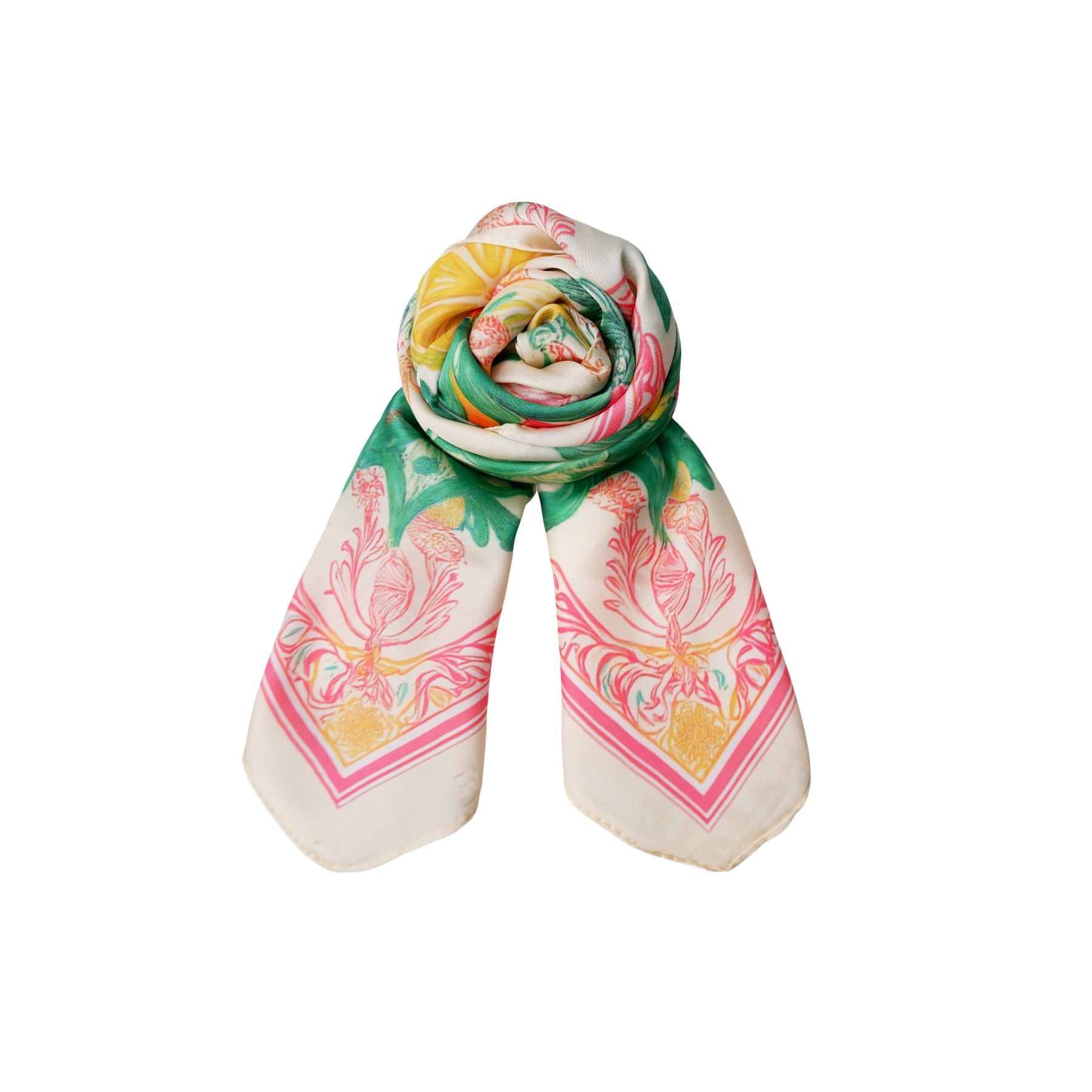 Lemon Mini Scarf | Pink Multi Scarves Black Colour 