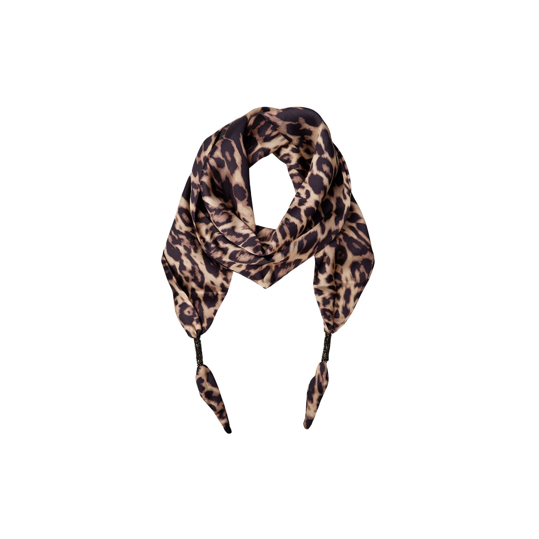 Leodora Scarf | Leopard Scarves Black Colour 