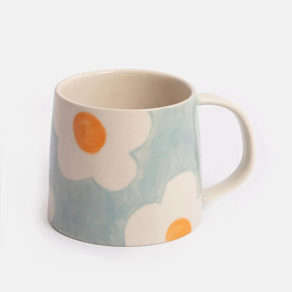 Light Blue & Orange Flower Large Mug Mug Caroline Gardner 