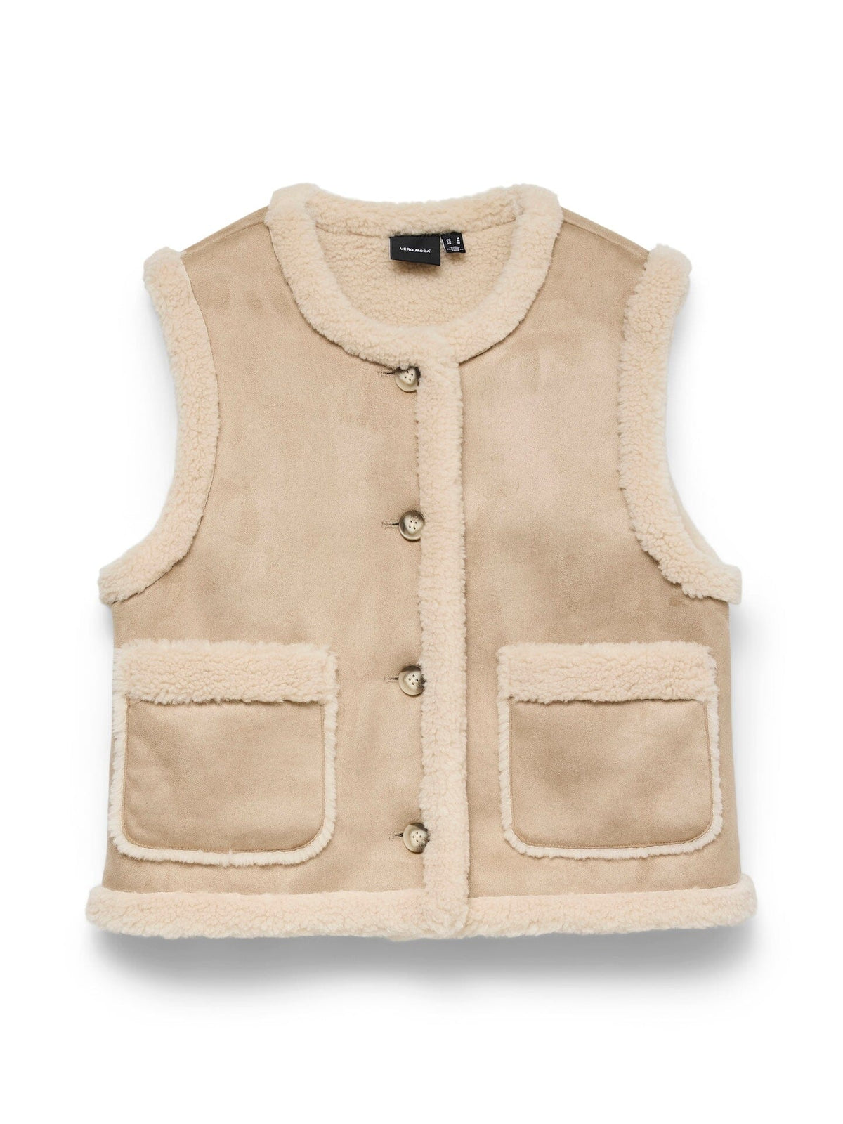 Lina Teddy Waistcoat | Silver Mink/Oatmeal Waistcoat Vero Moda 