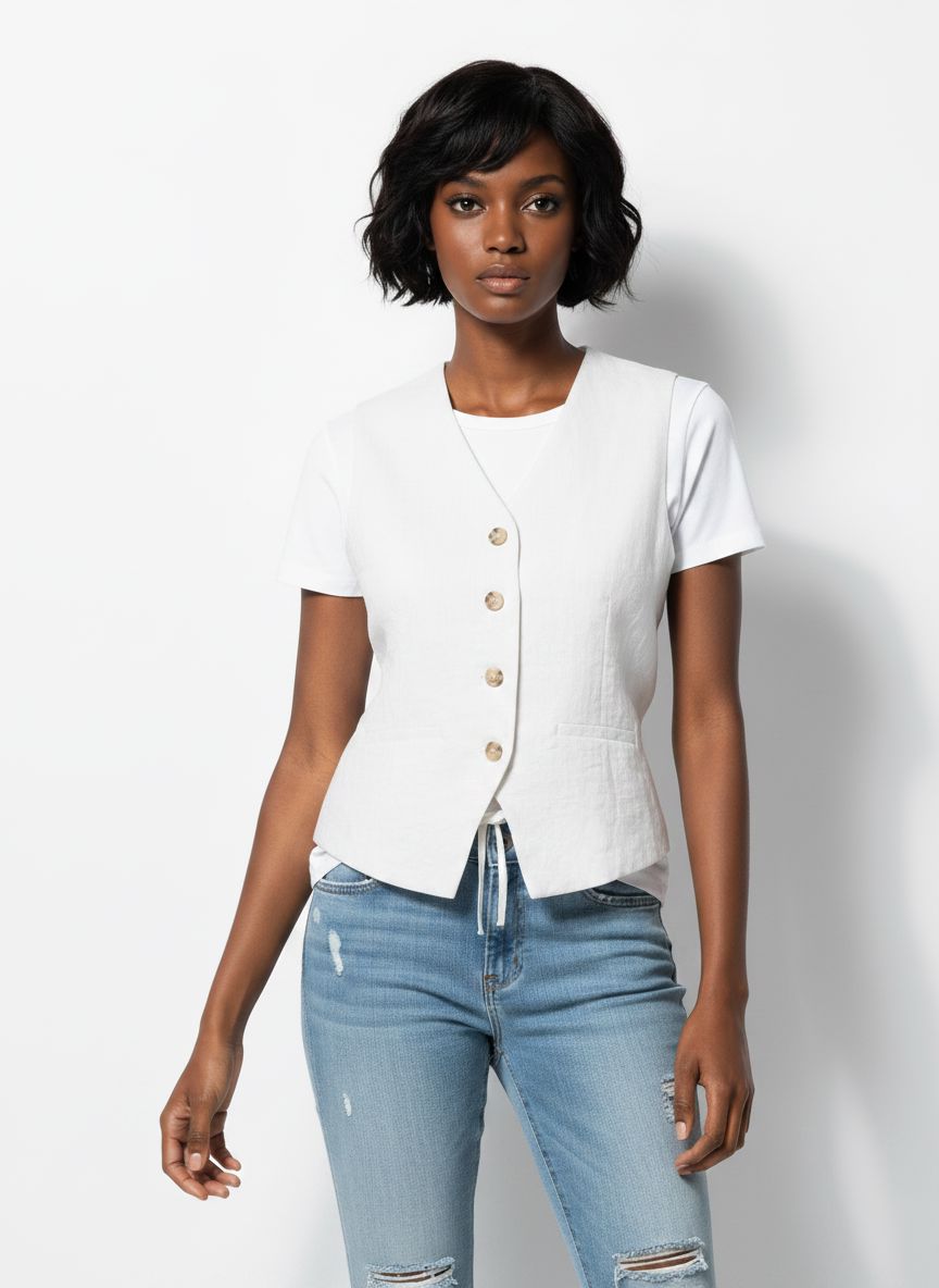 Lita Waistcoat | Bright White Waistcoat Only 