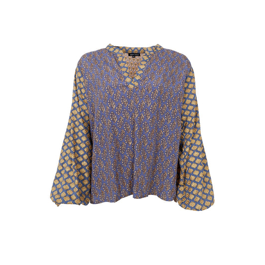 Luna Blouse | Blue Multi Blouse Black Colour 