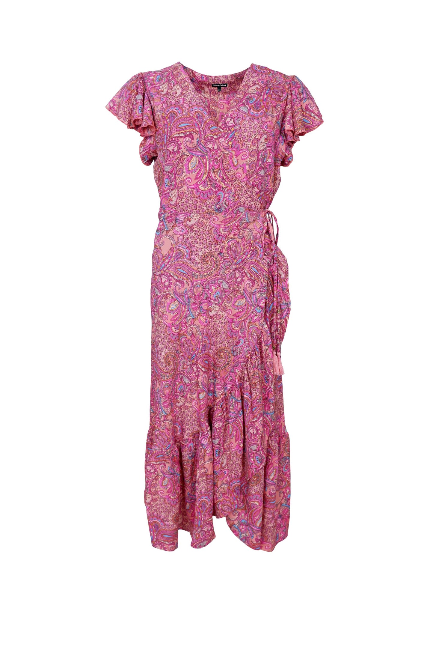 Luna Flared Wrap Dress | Pink Vibe Dresses Black Colour 
