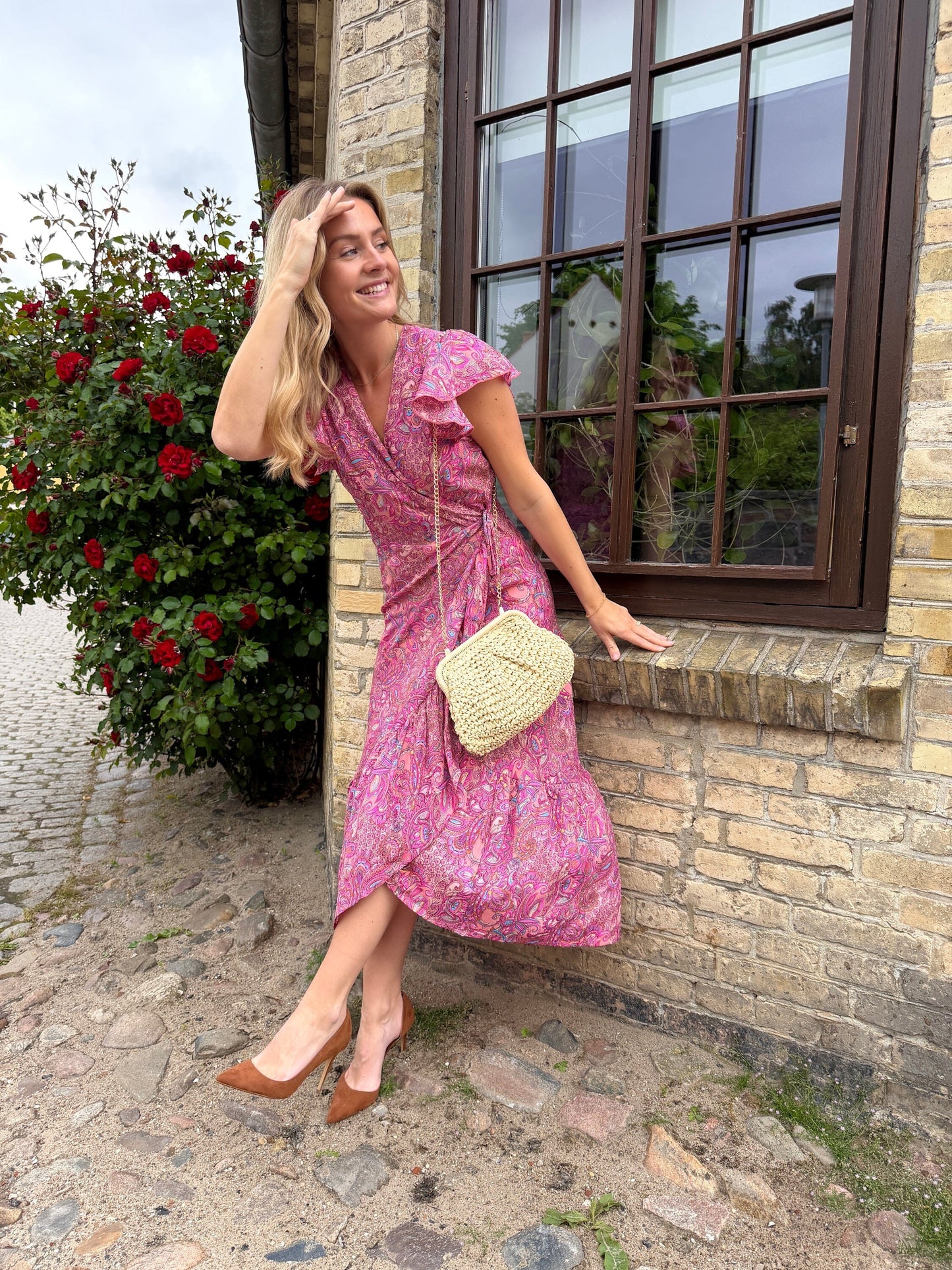 Luna Flared Wrap Dress | Pink Vibe Dresses Black Colour 