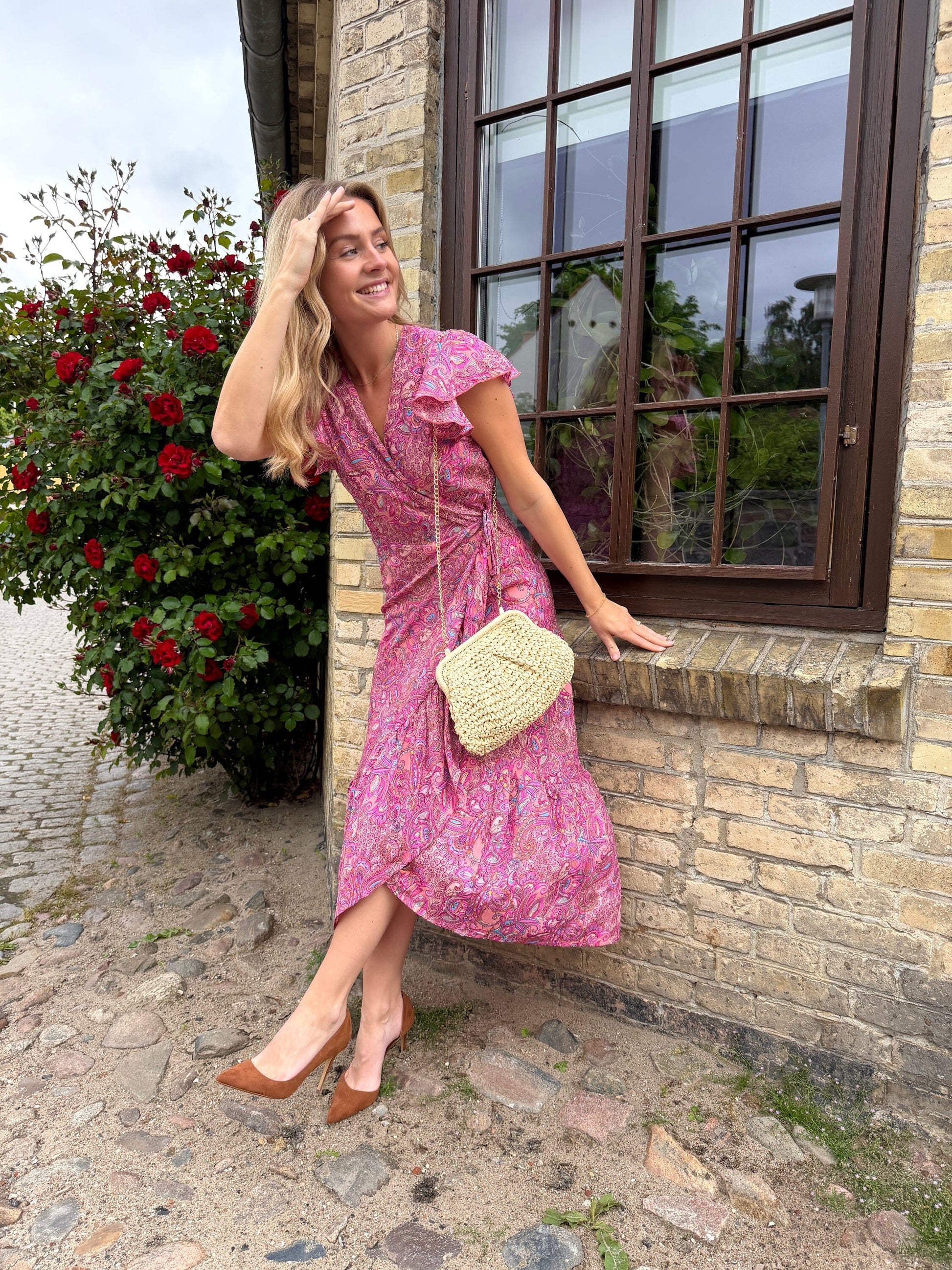 Luna Flared Wrap Dress | Pink Vibe Dresses Black Colour 