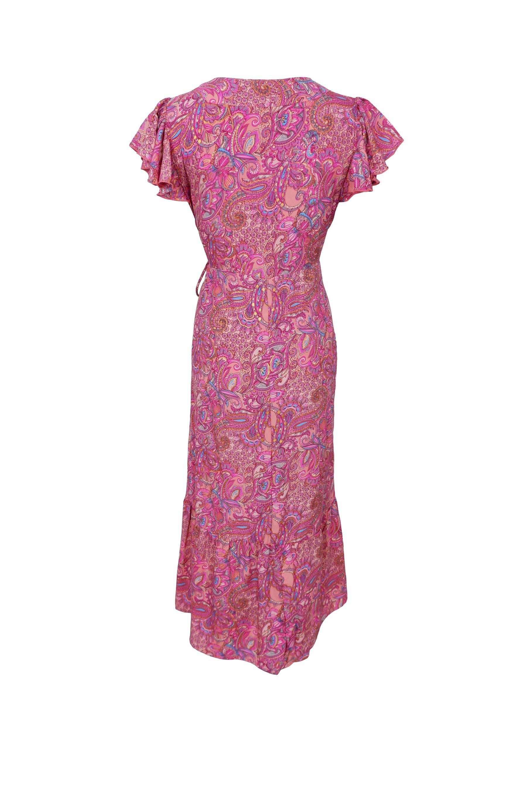 Luna Flared Wrap Dress | Pink Vibe Dresses Black Colour 
