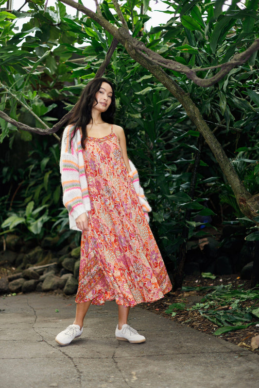 Luna Vea Strap Dress | Pacifique Orange Dresses Black Colour 