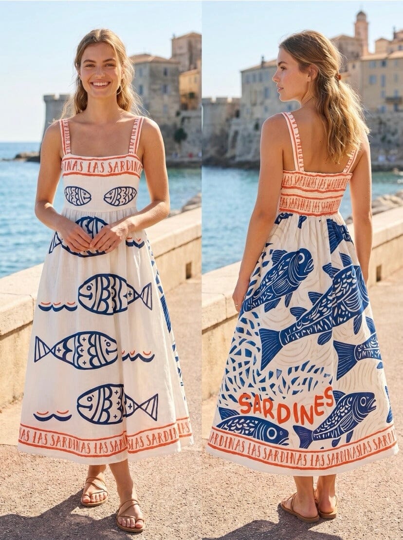Maelle Dress | Orange/Blue Dress Parisienne Collection 