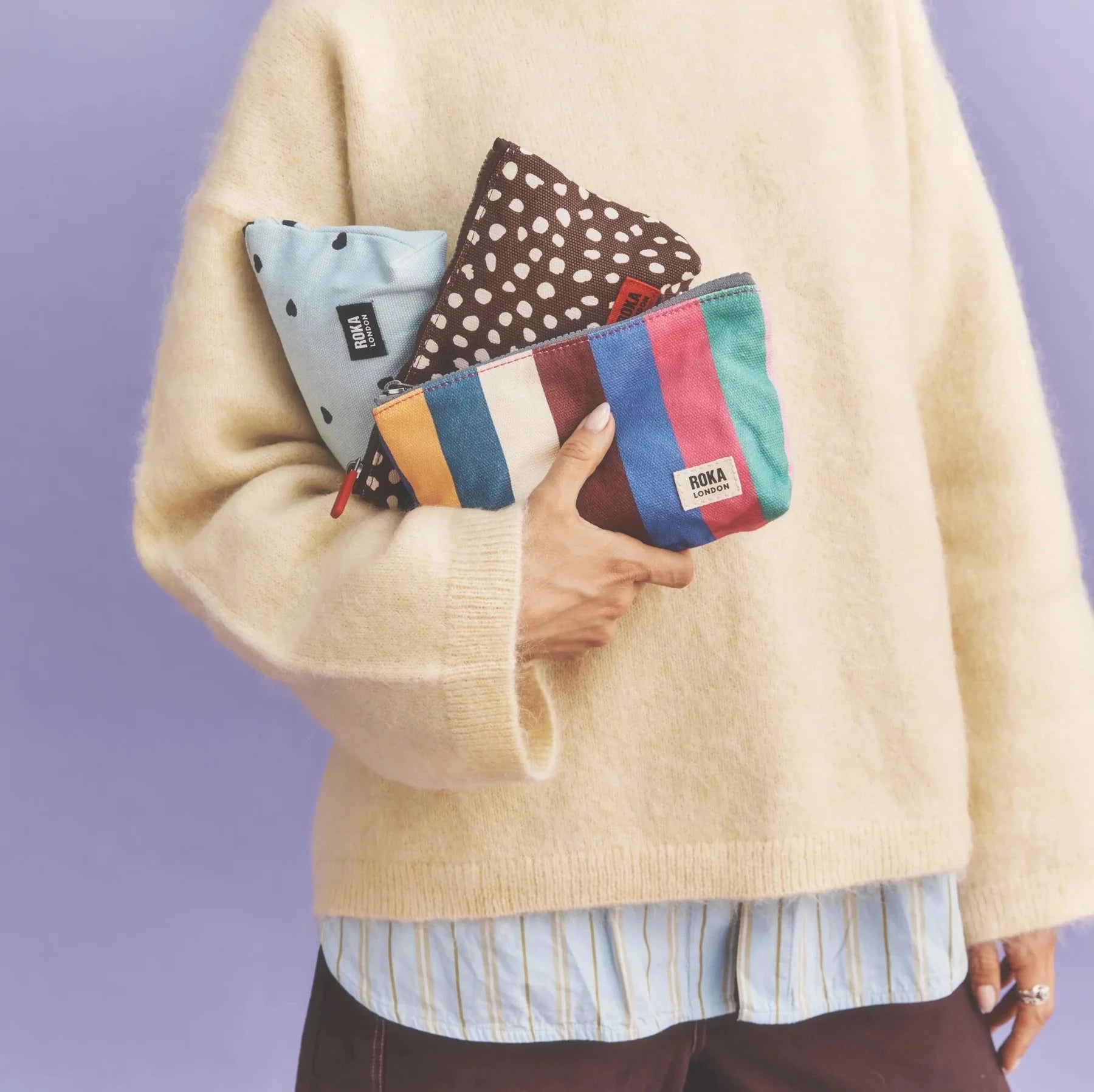 Maida Vale Medium Pouch | Wide Multi Stripe Backpacks Roka 