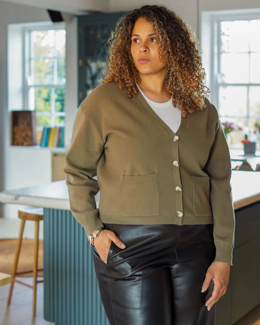 Margaret Cardigan | Khaki Cardigan Chalk 