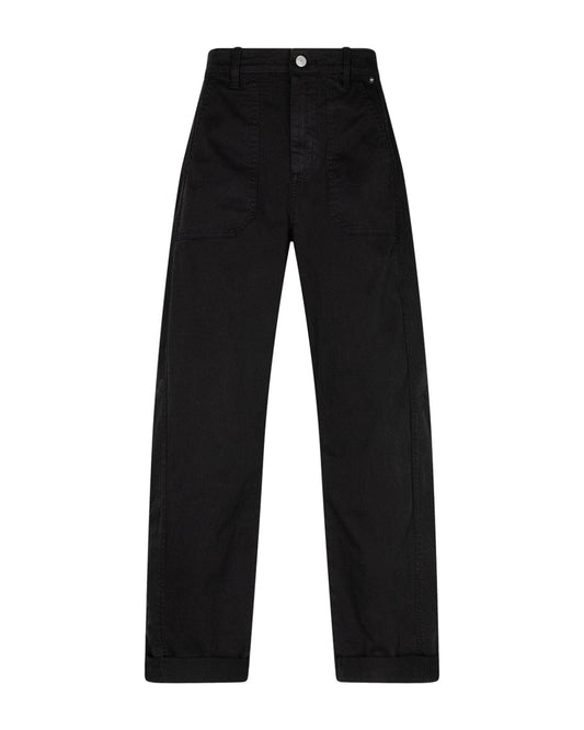 Margot Twill Trousers | Black Pants Red Button 