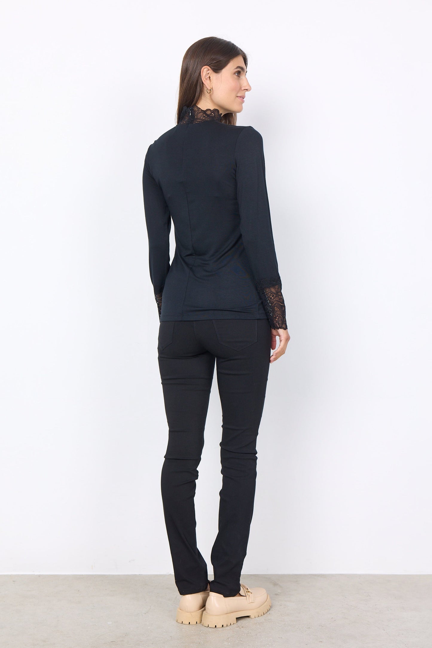 Marica Lace High Neck Top | Black Blouse Soya Concept 