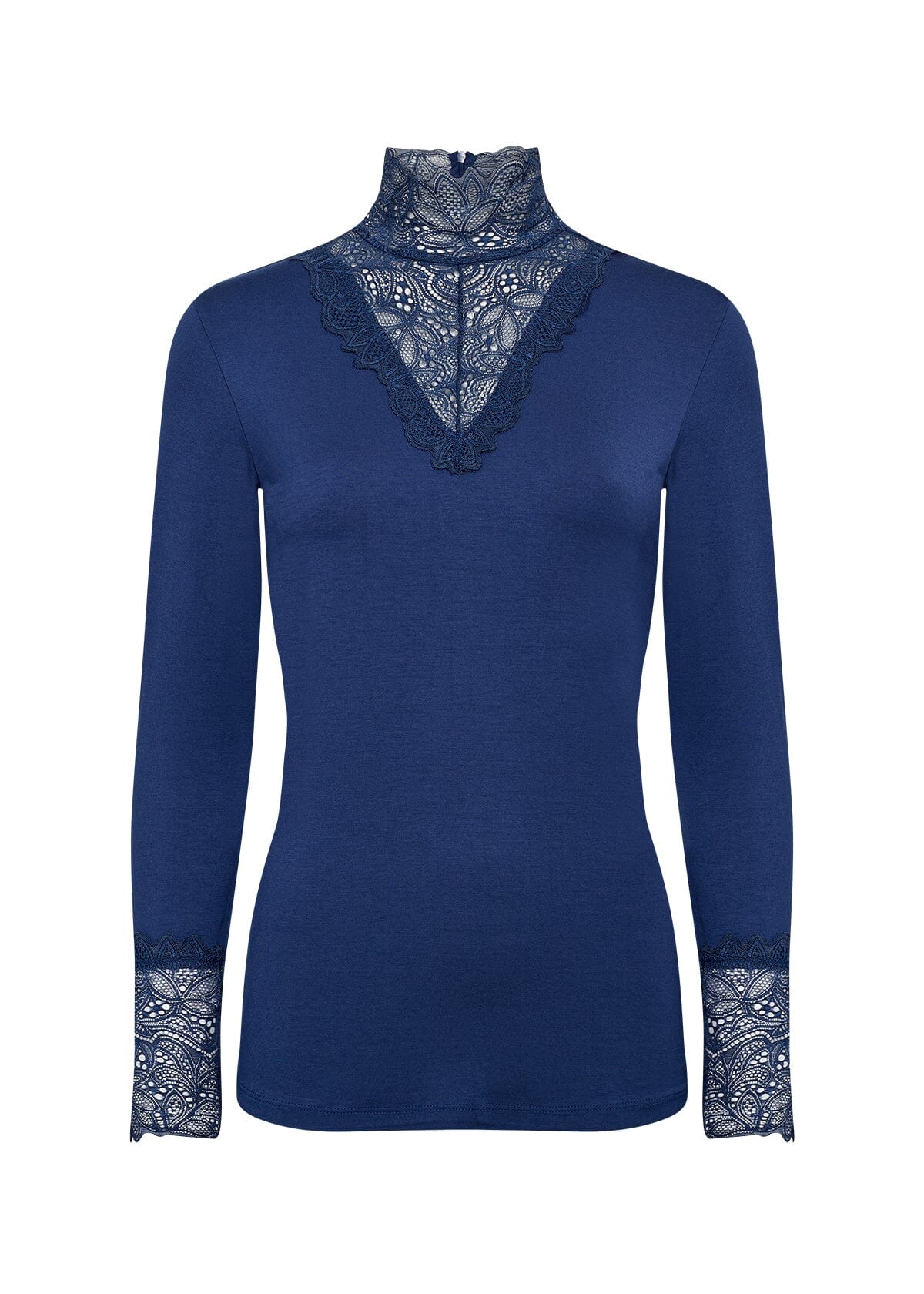 Marica Lace High Neck Top | Estate Blue Blouse Soya Concept 