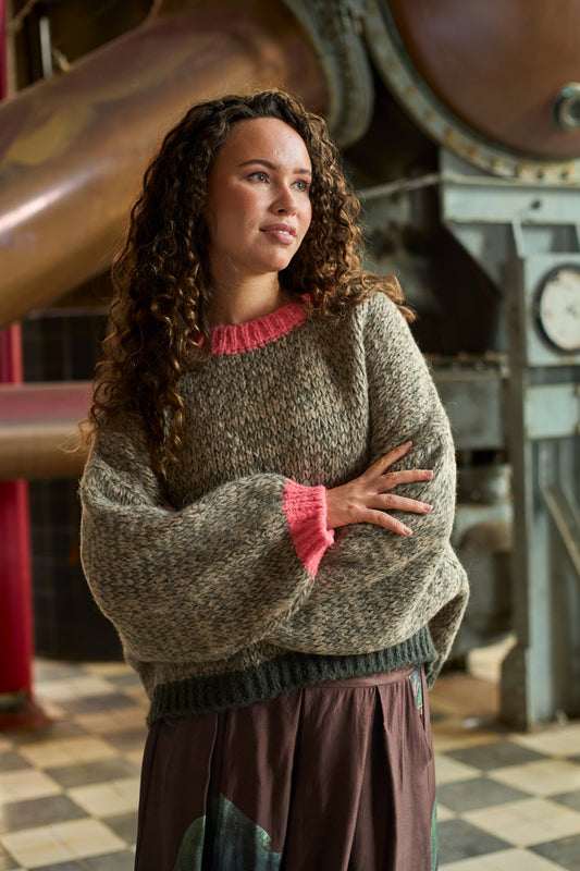 Marita Knit Jumper | Army Mix Jumper Black Colour 