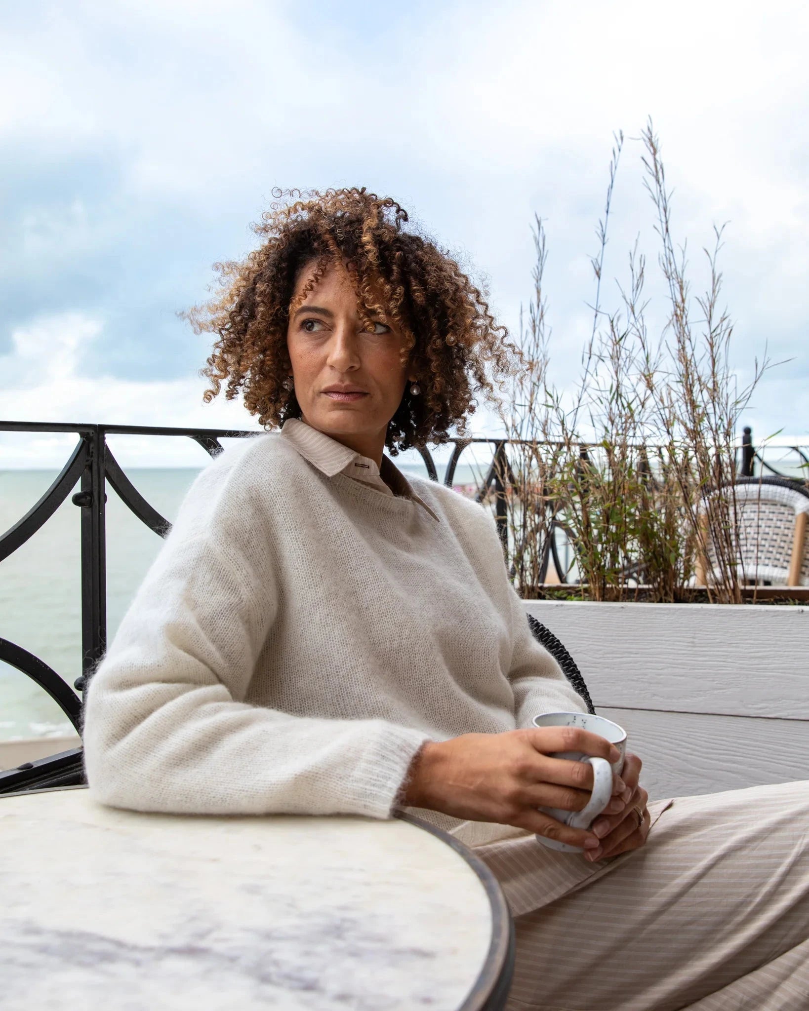 Megan Top | Ivory Knitwear Chalk 