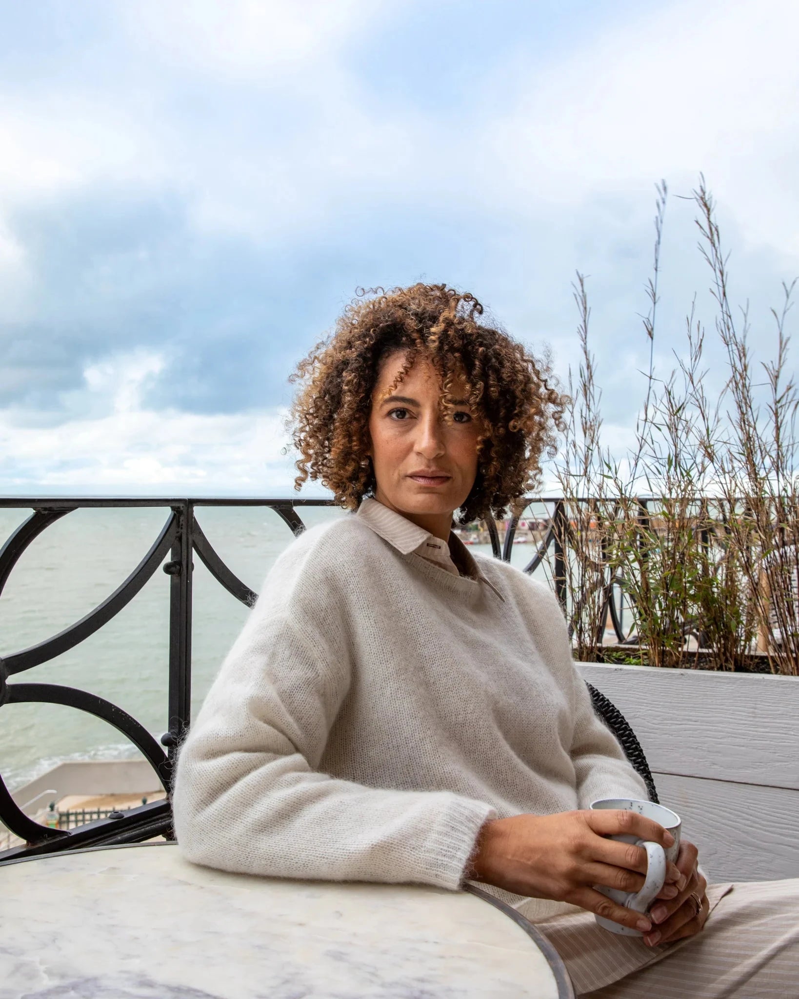 Megan Top | Ivory Knitwear Chalk 
