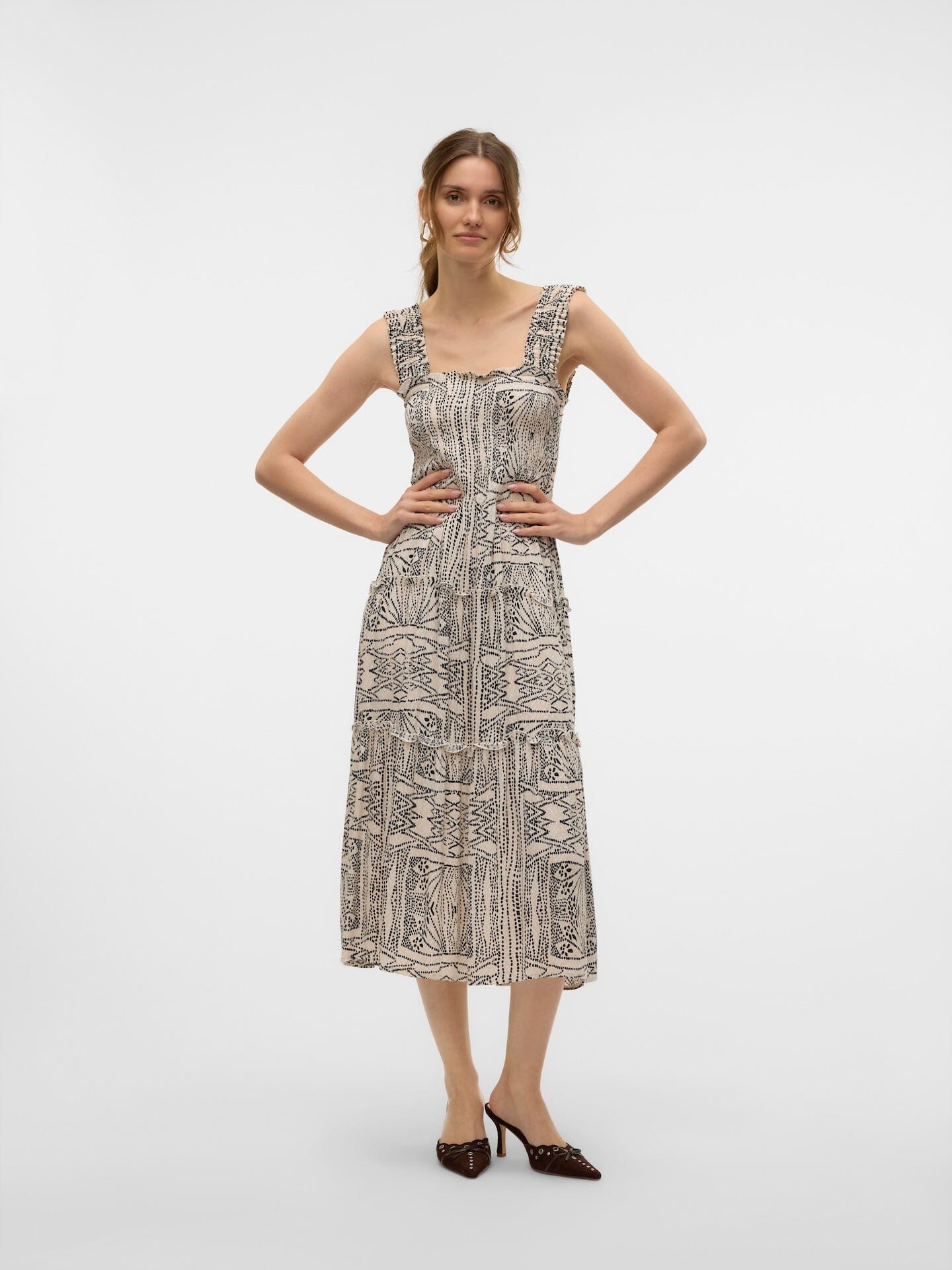Menny Smock Dress | Oatmeal Tenna Dresses Vero Moda 