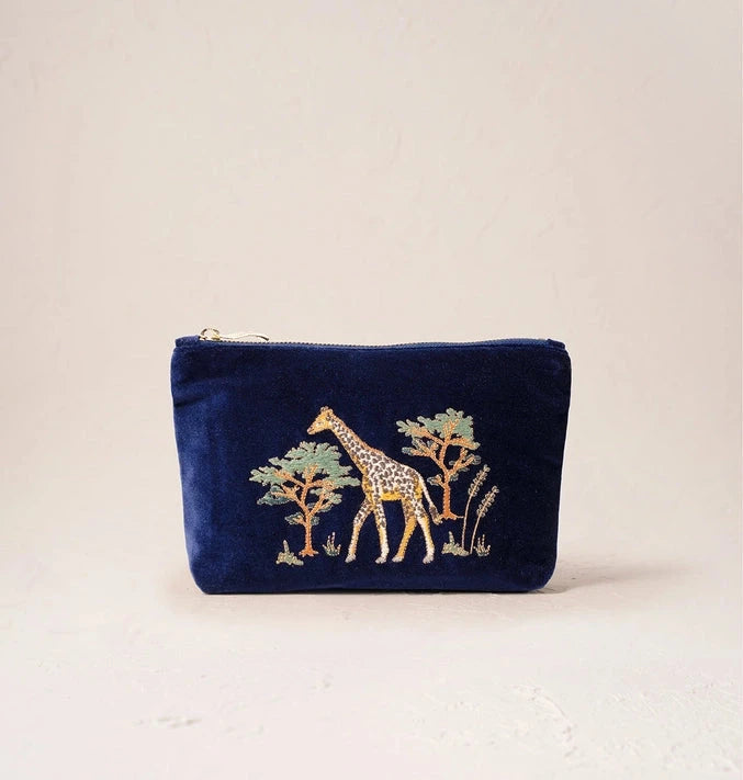 Mini Pouch | Giraffe Herd | Navy Pouch Elizabeth Scarlett 