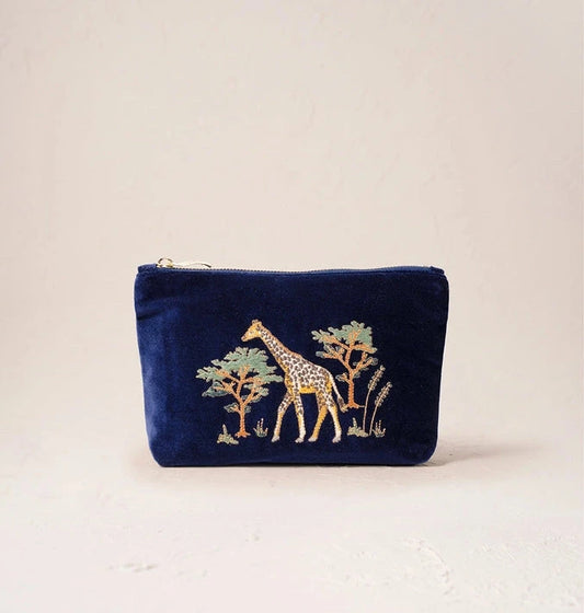 Mini Pouch | Giraffe Herd | Navy Pouch Elizabeth Scarlett 