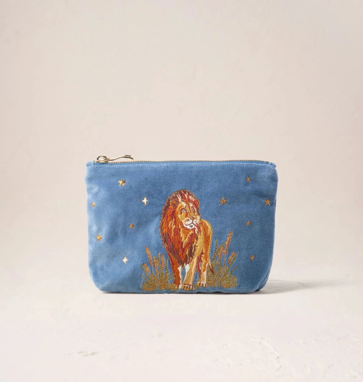Mini Pouch | Lion Pride | Dusky Blue Make up Bag Elizabeth Scarlett 