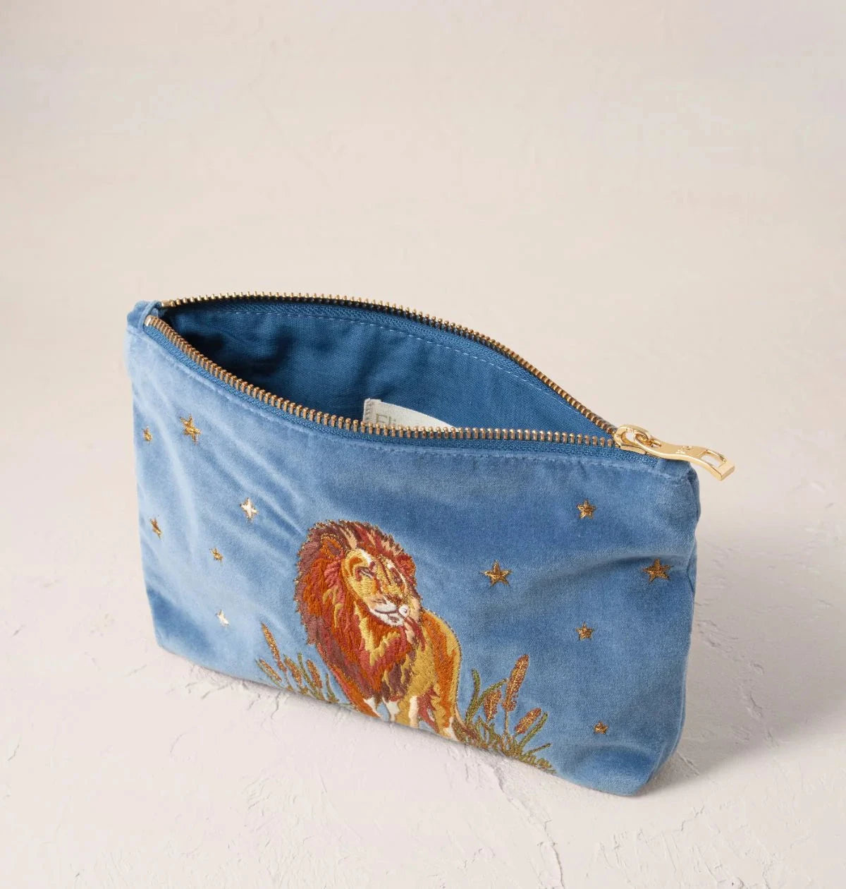 Mini Pouch | Lion Pride | Dusky Blue Make up Bag Elizabeth Scarlett 