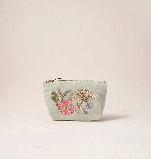 Mini Pouch | Pressed Flowers | Sage Make up Bag Elizabeth Scarlett 