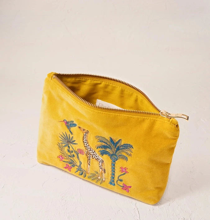 Mini Pouch | Wild Giraffe Palm | Mustard Pouch Elizabeth Scarlett 