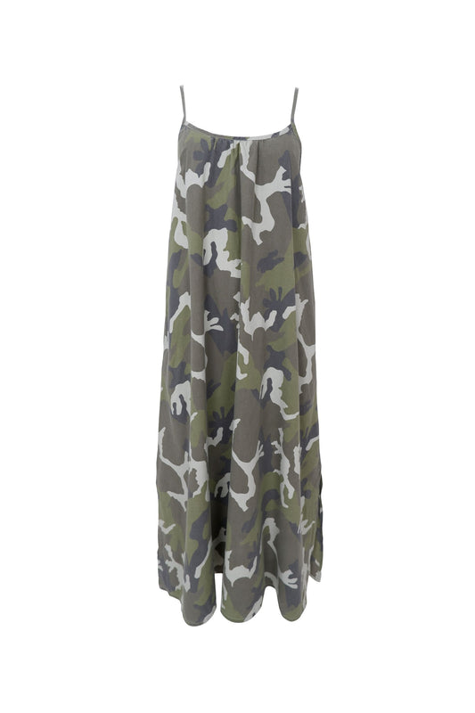 Minna Strap Dress | Camouflage Dresses Black Colour 
