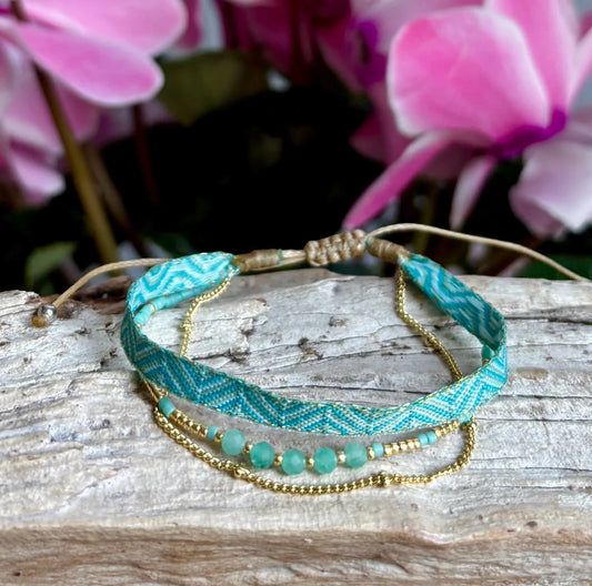 Miyuki Multi Strand Adjustable Bracelet | 2 Colours Bracelet Ocean Ripple 