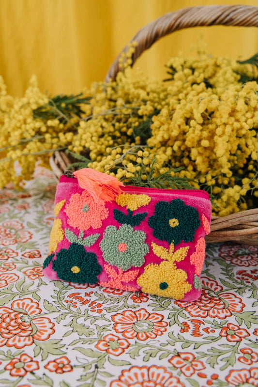 Multi Flower Pouch | Small | Pink Pouch Pink Lemons 