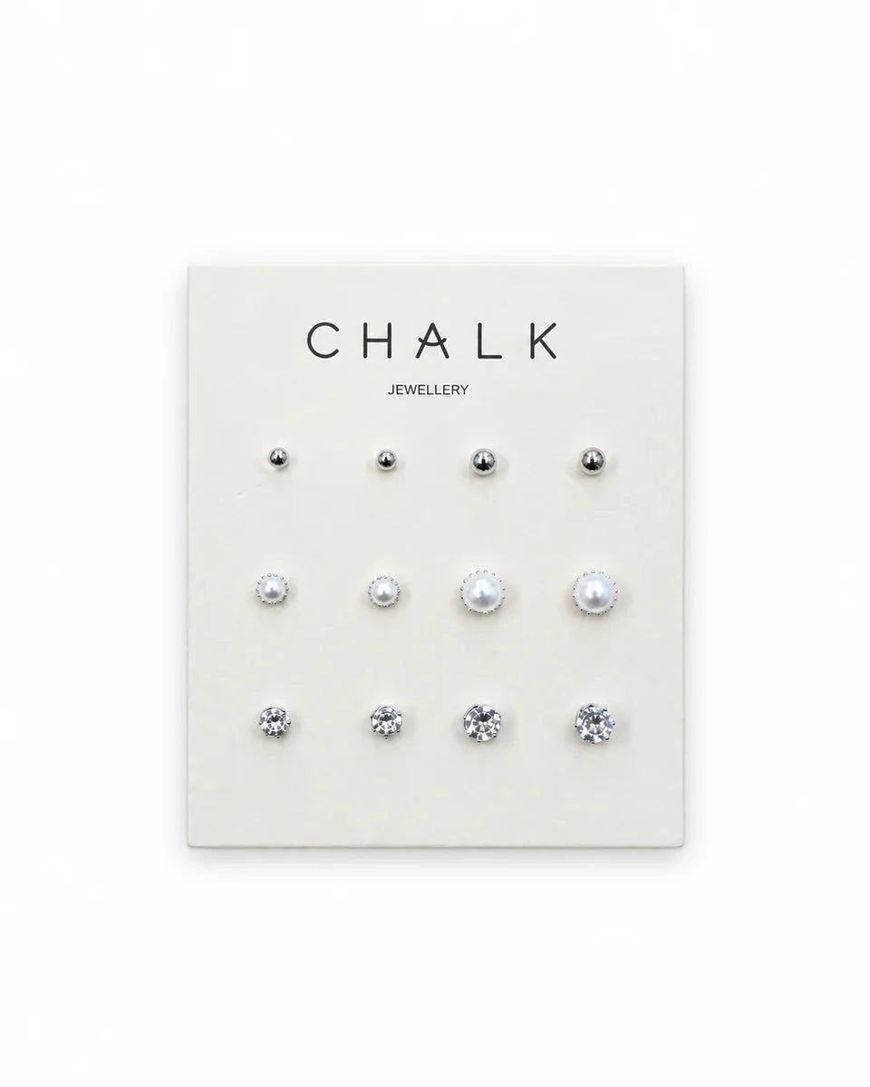 Multi Stud Earring Card | 2 Colours Earrings Chalk 