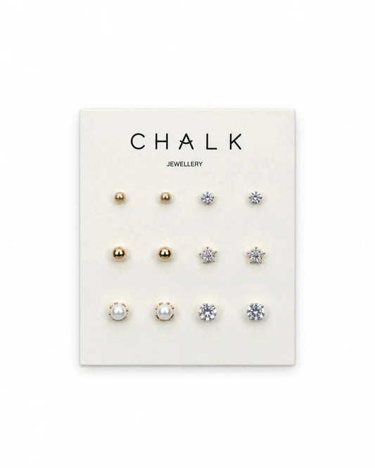 Multi Stud Earring Card | 2 Colours Earrings Chalk 