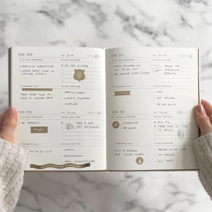 My Daily Self Care Journal | Almond Stationery Blush and Gold 