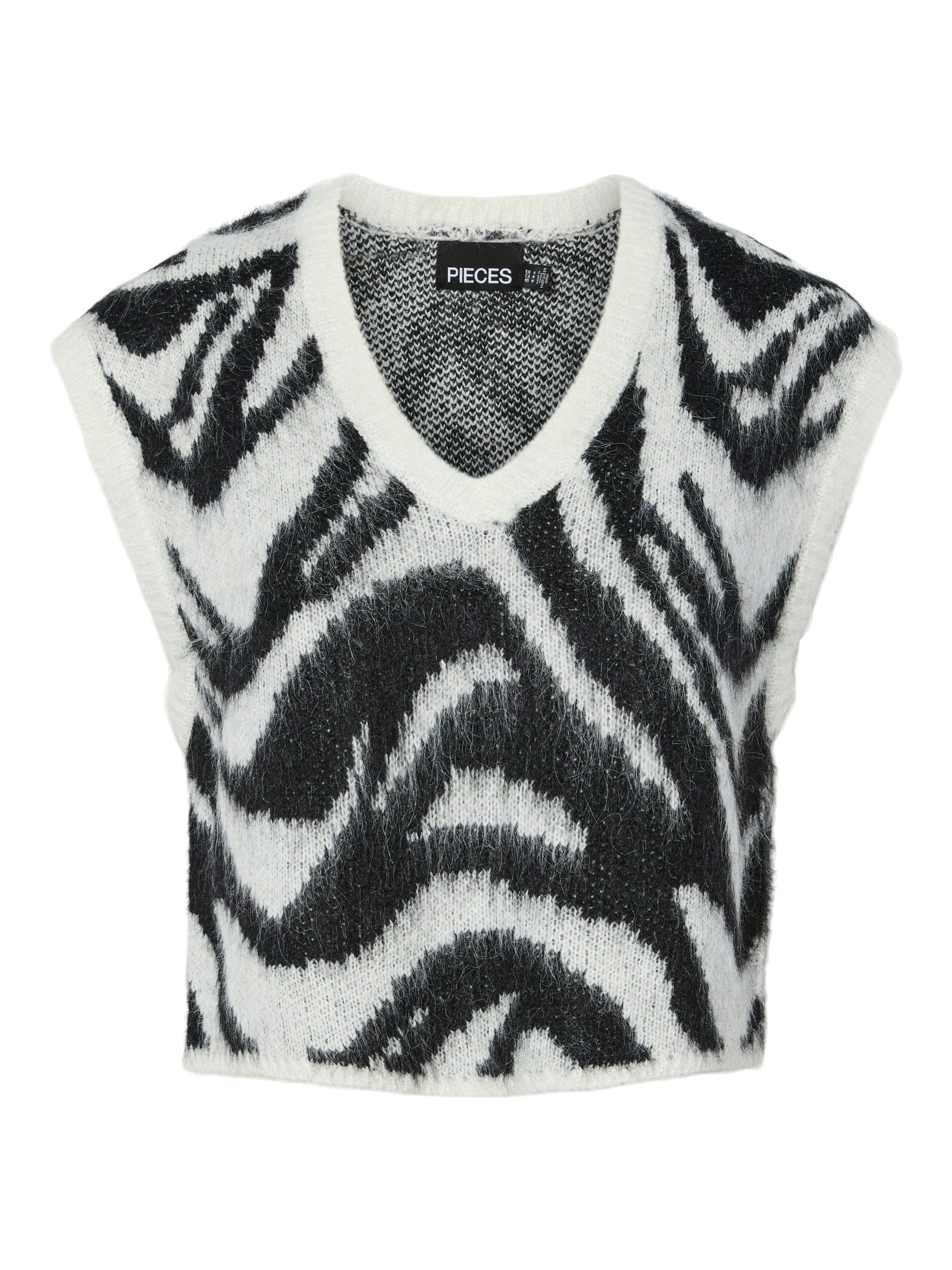 Mynthe Knit Vest | Cloud Dancer/Black Waistcoat Pieces 