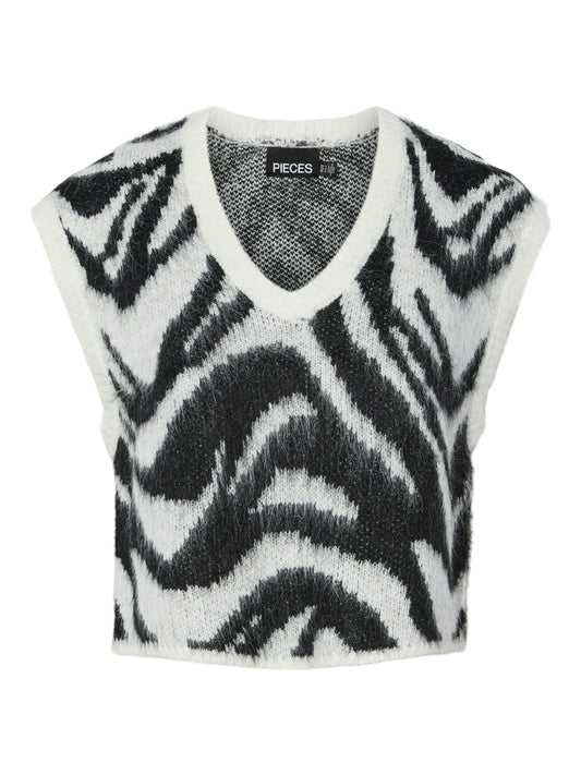 Mynthe Knit Vest | Cloud Dancer/Black Waistcoat Pieces 