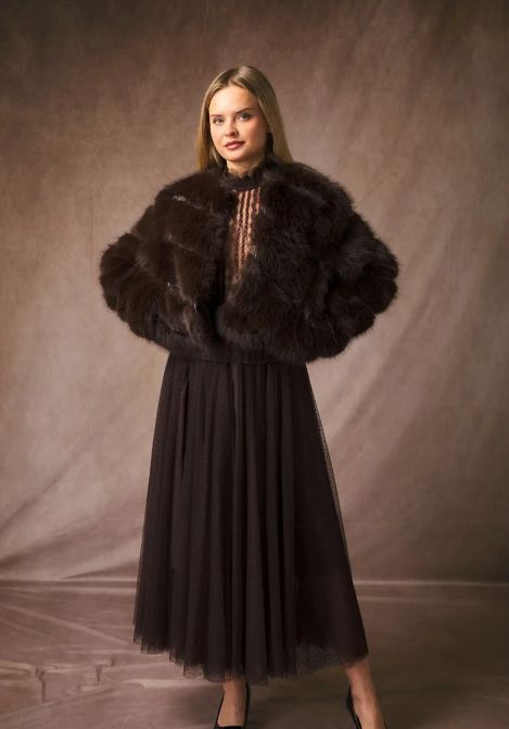 Natasha Faux Fur Jacket | Dark Brown Jacket Parisienne Collection 