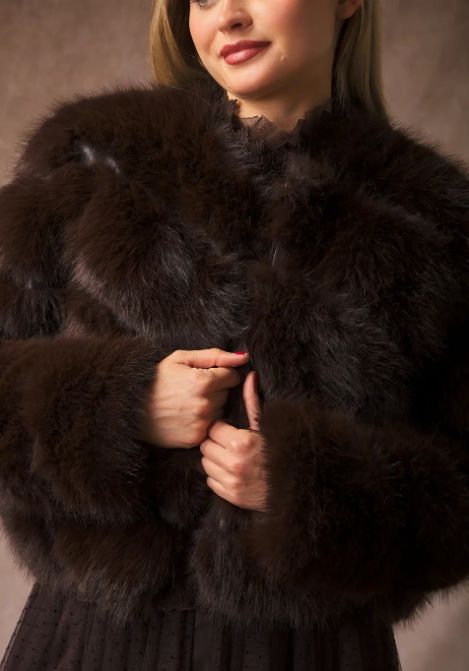 Natasha Faux Fur Jacket | Dark Brown Jacket Parisienne Collection 