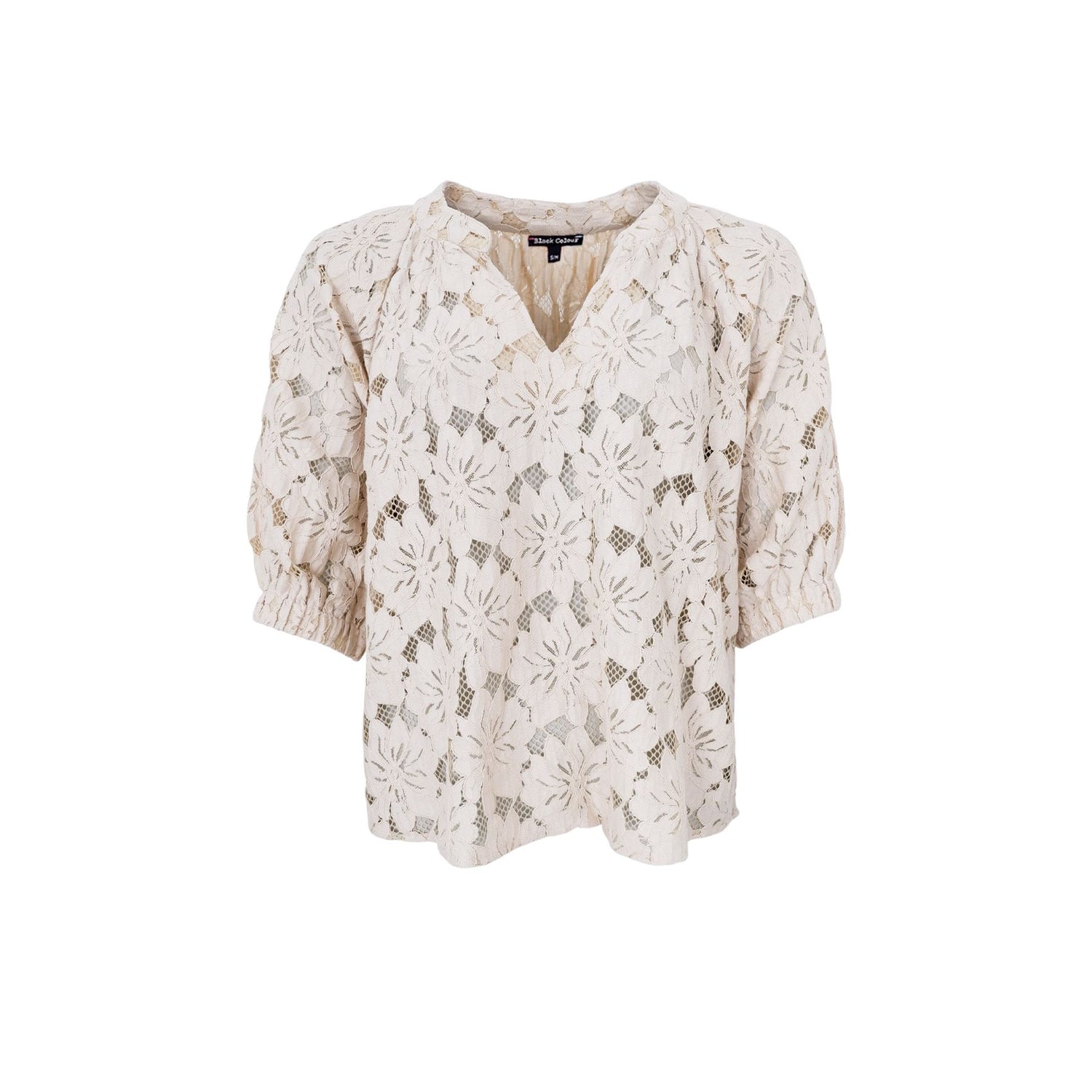 Nelly Flower Puff Blouse | Champagne Blouse Black Colour 