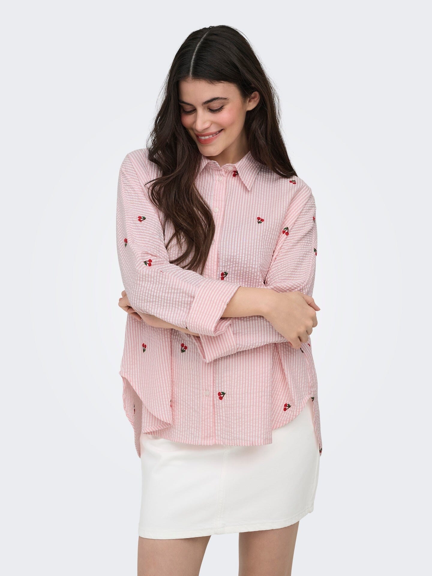 New Lina Cherry Shirt | Crystal Rose/Bright White Shirt Only 