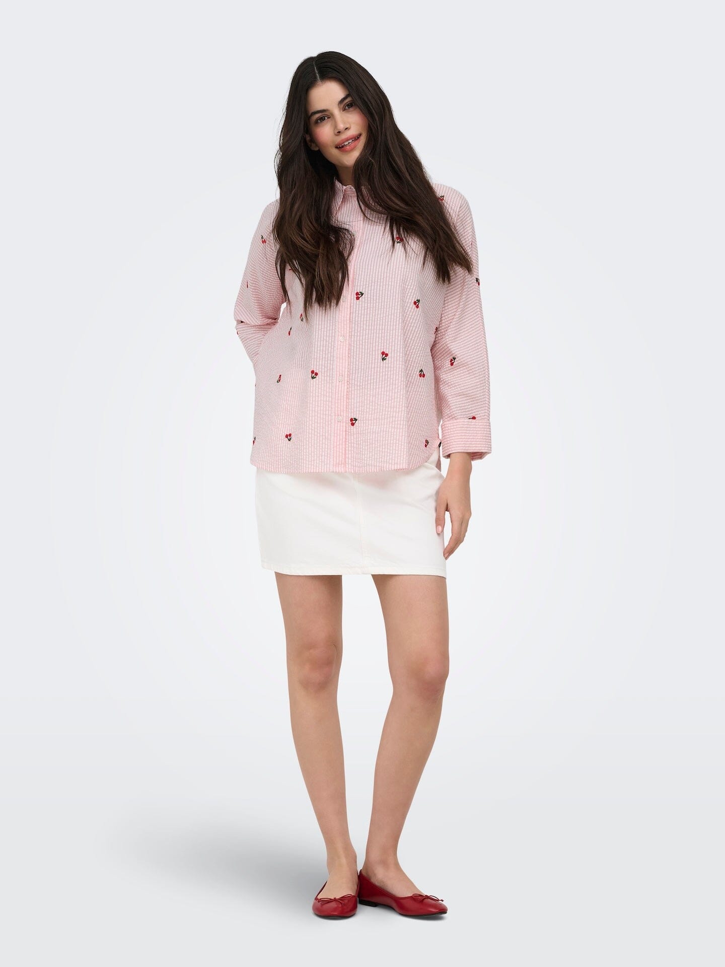 New Lina Cherry Shirt | Crystal Rose/Bright White Shirt Only 