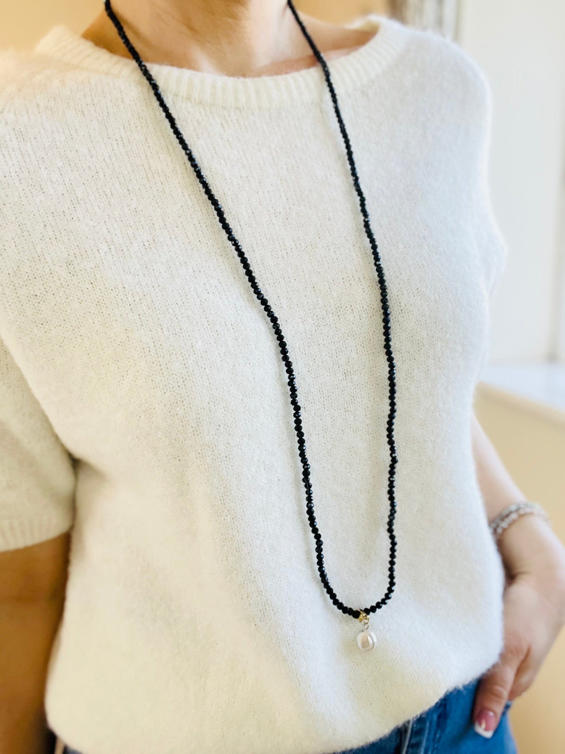 Noa Crystal Necklace | Large Pearl Pendant Necklace French Edit 