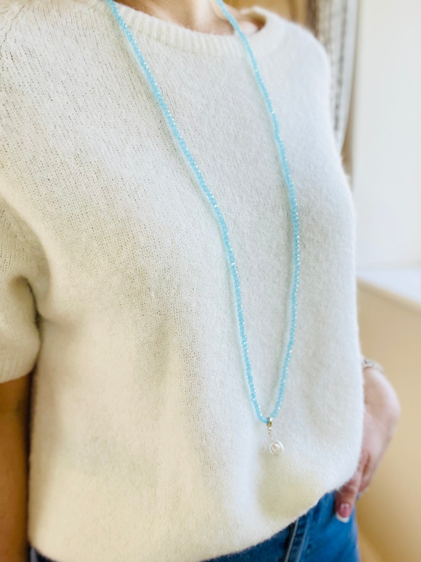 Noa Crystal Necklace | Large Pearl Pendant Necklace French Edit 