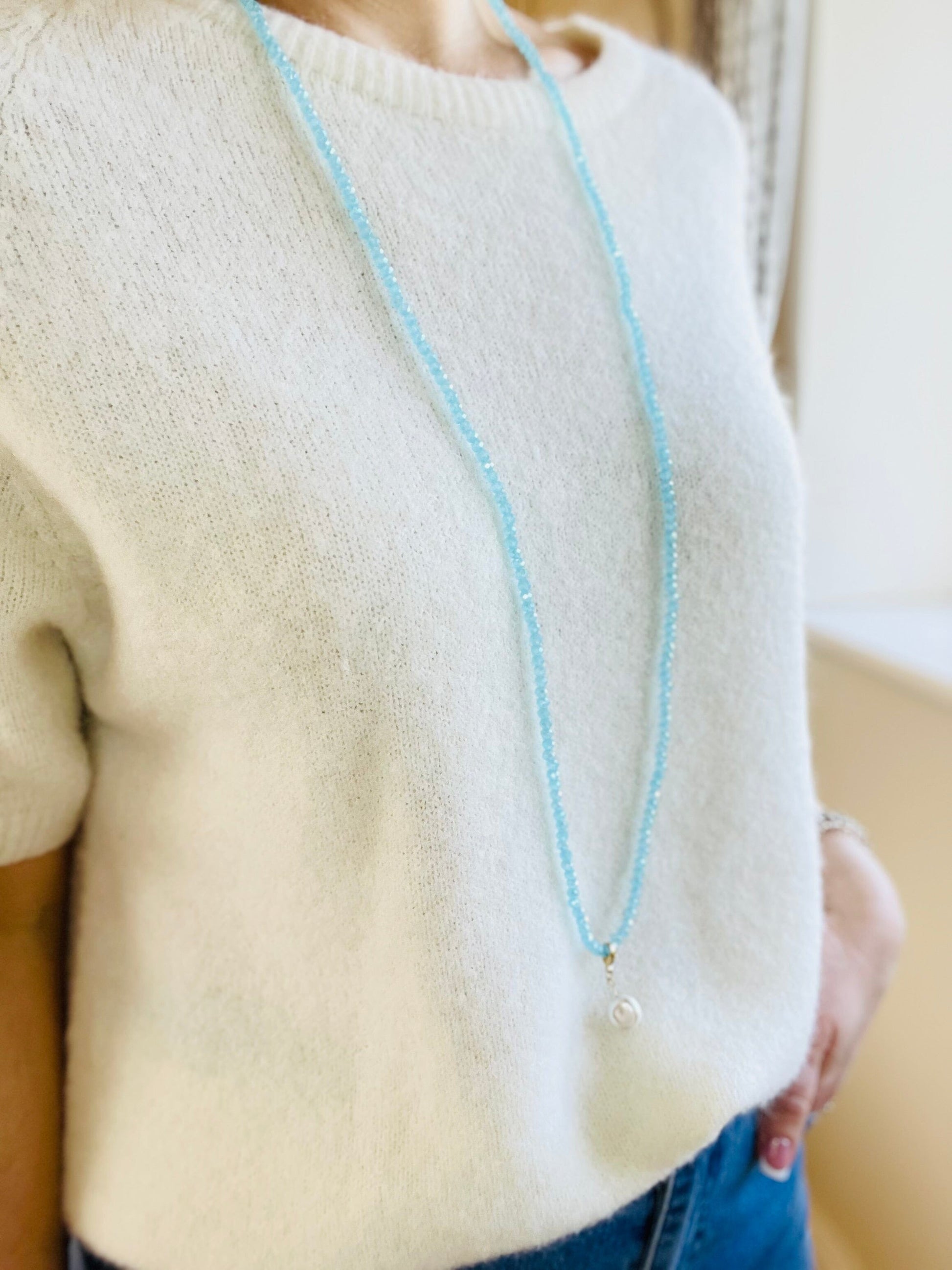 Noa Crystal Necklace | Large Pearl Pendant Necklace French Edit 