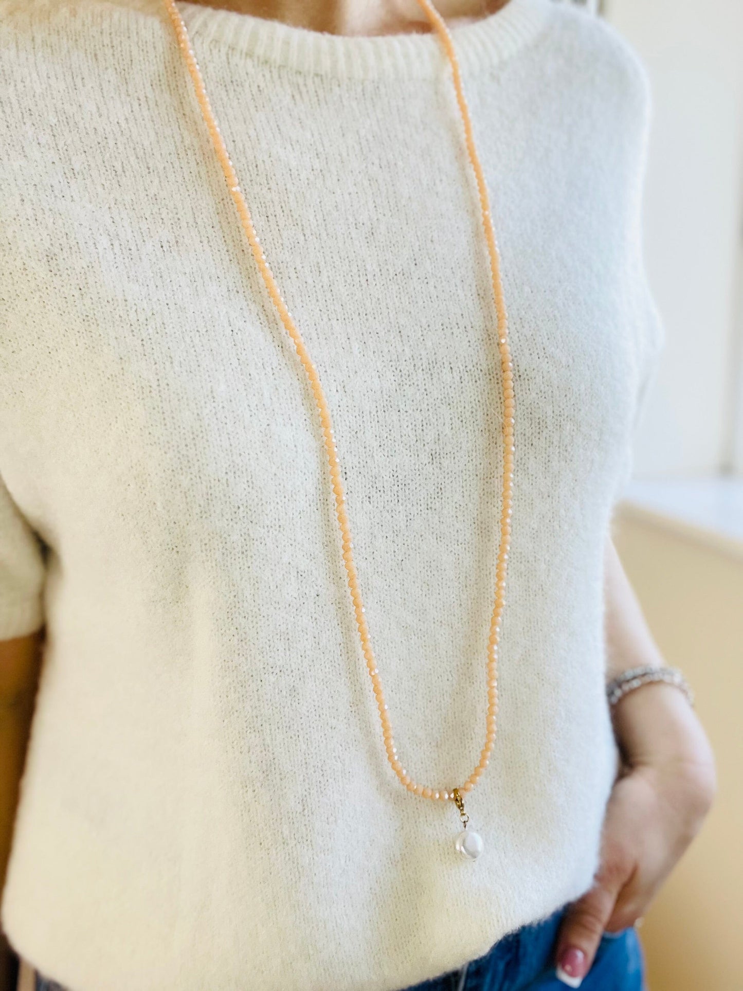 Noa Crystal Necklace | Large Pearl Pendant Necklace French Edit 