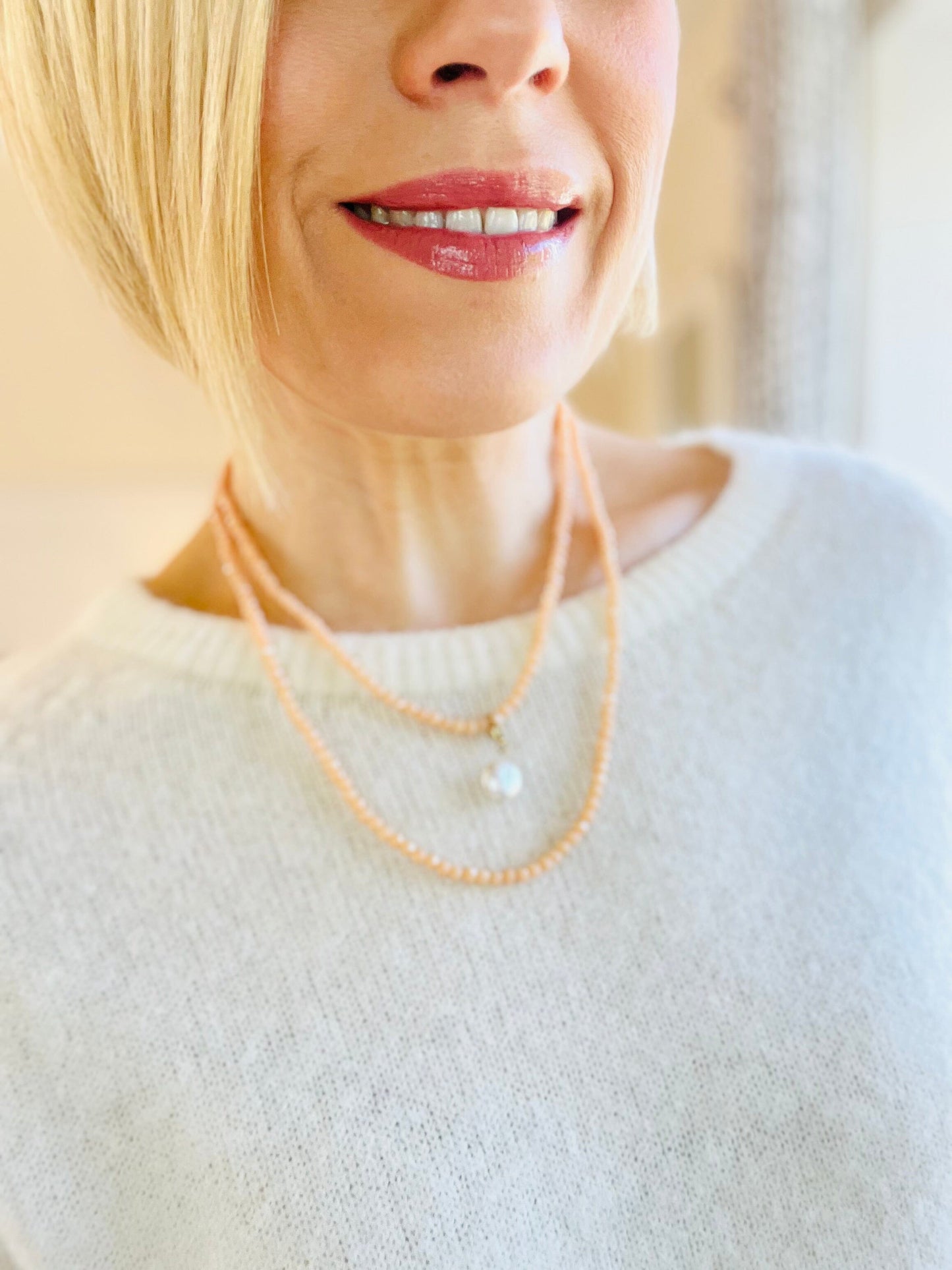 Noa Crystal Necklace | Large Pearl Pendant Necklace French Edit 
