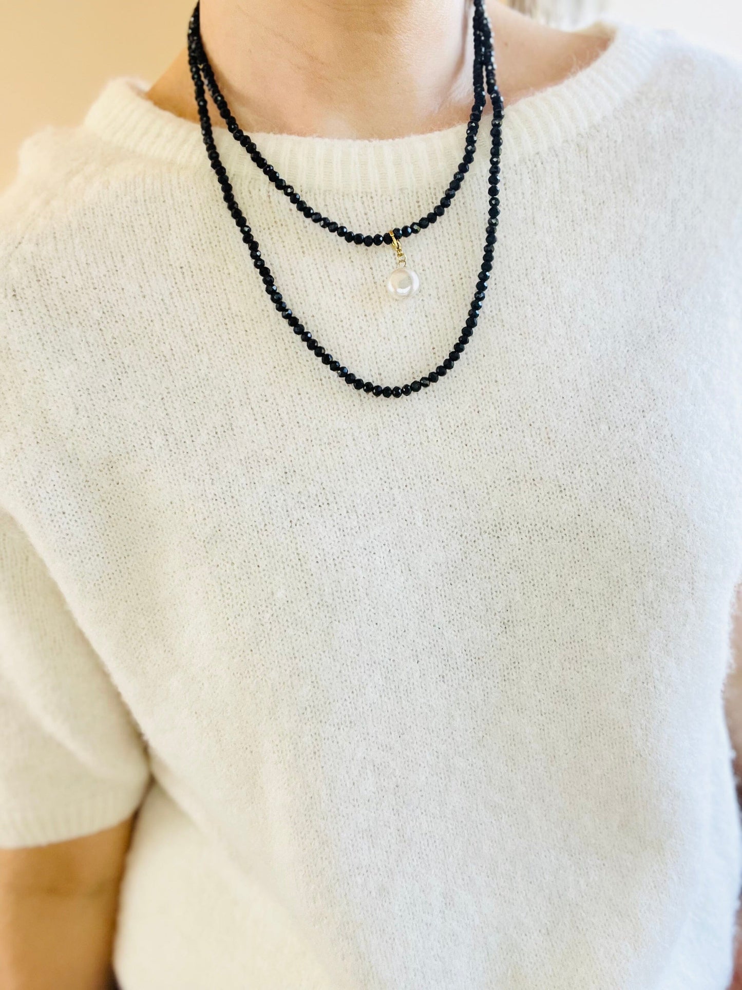 Noa Crystal Necklace | Large Pearl Pendant Necklace French Edit 